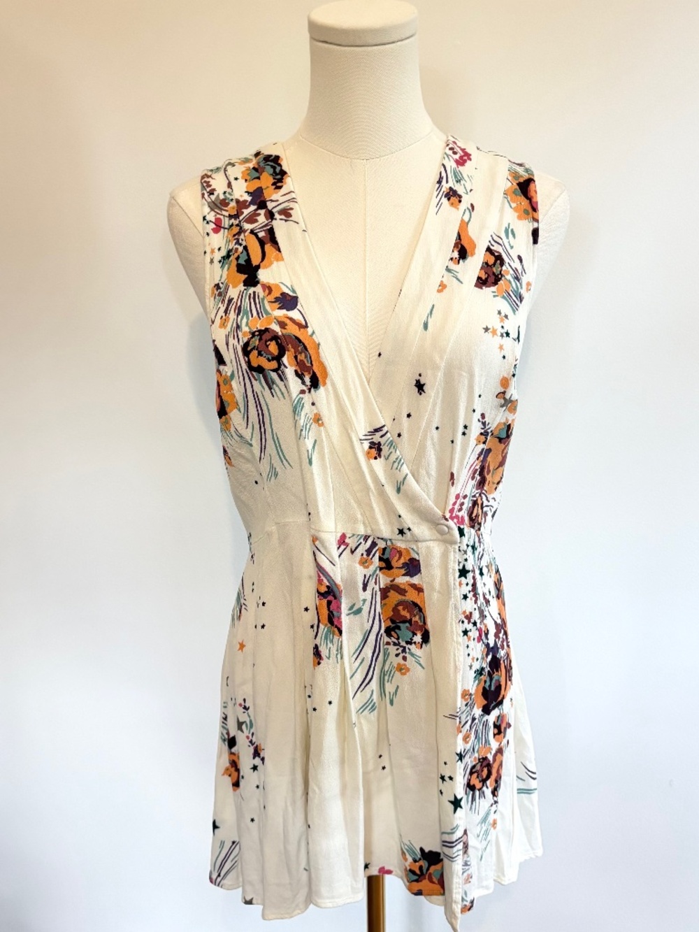 Free People Floral Wrap Tunic Top M Boho Festival Fairy Cottagecore Whimsical